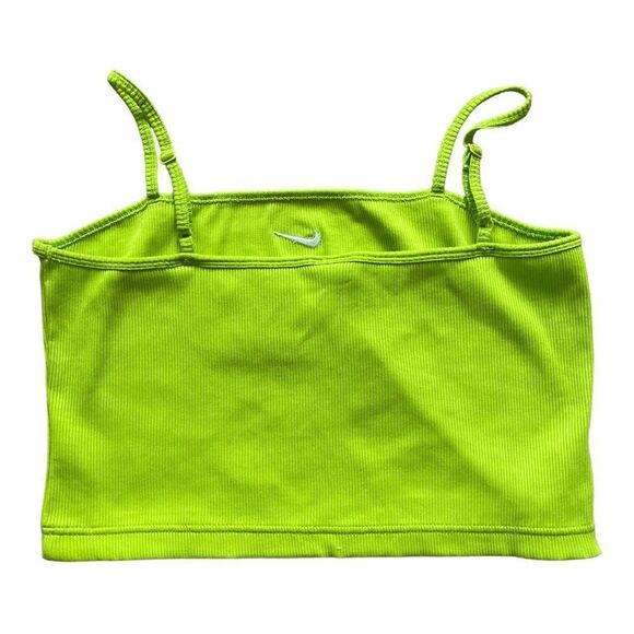 🆕 Nike Women's Lime Green Sportswear Essential Ribbed Cropped Tank Top | Large - Picture 4 of 6